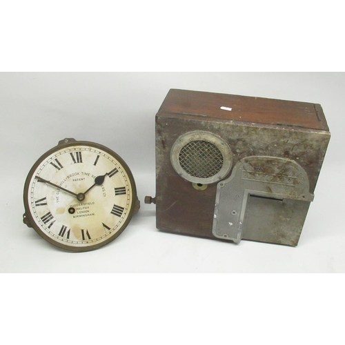 289 - National Time Recorder Co., mid C20th oak clocking in clock, another National Time Recorder Co. cloc... 