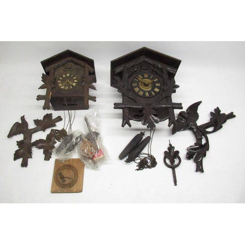 290 - Early C20th Black Forest cuckoo clock with carved eagle pediment and twin weight driven movement H51... 