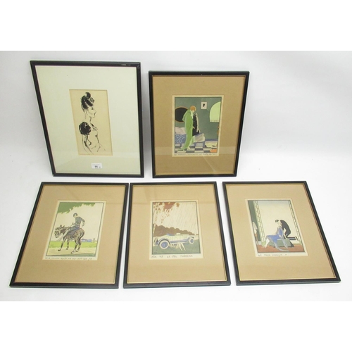 86 - After Ettore Tito (1859-1941); Set of four Art Deco colour prints, 22cm x 16.5cm, after Patricia For... 