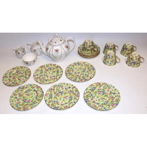 398 - Grimwades chintz 'Kew' pattern teaware, comprising six tea plates, six saucers, and five cups; and a... 