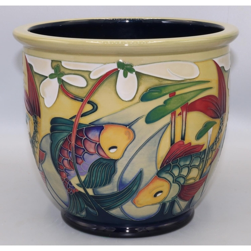 630 - Moorcroft Pottery: Carp Circles pattern jardiniere designed by Nicola Slaney, ltd. ed. 74/50, signed... 