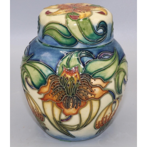 638 - Moorcroft Pottery: Anna Lily pattern ginger jar, dated '98, H11cm