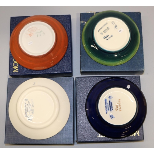 667 - Moorcroft Pottery: four trial pin dishes/coasters - lion's head ('Pride of Lions') trial designed by... 