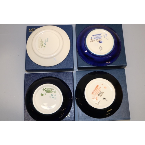 678 - Moorcroft Pottery: four MCC Moorcroft Collectors Club pin dishes/coasters - 'Heiwana Dragonfly', dat... 