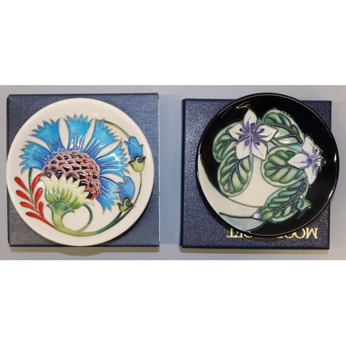 661 - Moorcroft Pottery: two trial floral design pin dishes - Cornflower dated 2014, and another dated '04... 