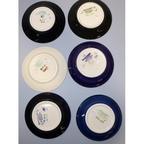 669 - Moorcroft Pottery: six MCC Moorcroft Collectors' Club pin dishes/coasters - 'Glory Lily' signed by A... 