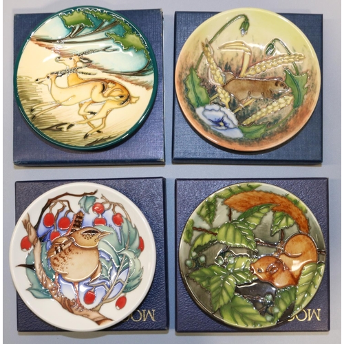 687 - Moorcroft Pottery: four trial pin dishes/coasters - 'Harvest Time', designed by Anji Davenport, date... 