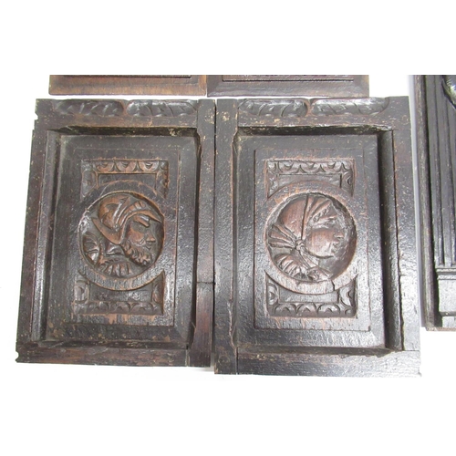 1247 - Pair of Flemish Late c17th panels, pair of earlier oak panels showing and woman's & mans head, earli... 