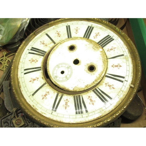 308 - C19th Vienna clock dial, mantel clock scroll gongs, main springs, convex and other clock glasses etc... 