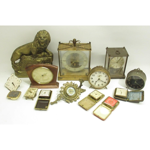 313 - Ingersoll Puritan Radiolite alarm clock, Smith Electric mahogany mantle timepiece, Junghans ATO Anti... 