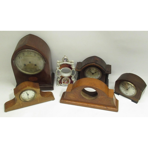 313 - Ingersoll Puritan Radiolite alarm clock, Smith Electric mahogany mantle timepiece, Junghans ATO Anti... 