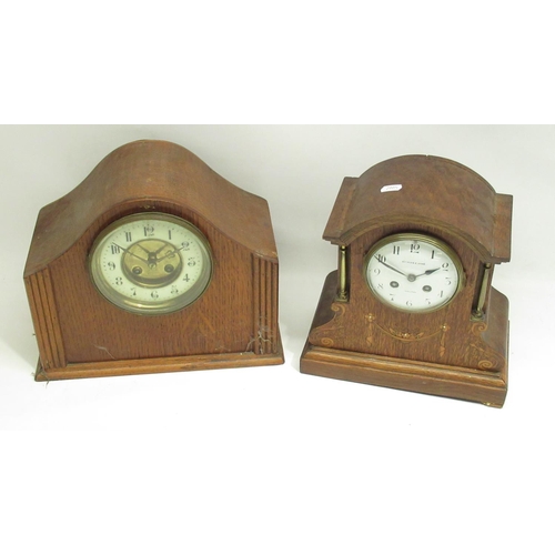 316 - W.B.K. & Fils Paris retailed by Charles Rose Halifax early C20th inlaid oak striking mantle clock, s... 