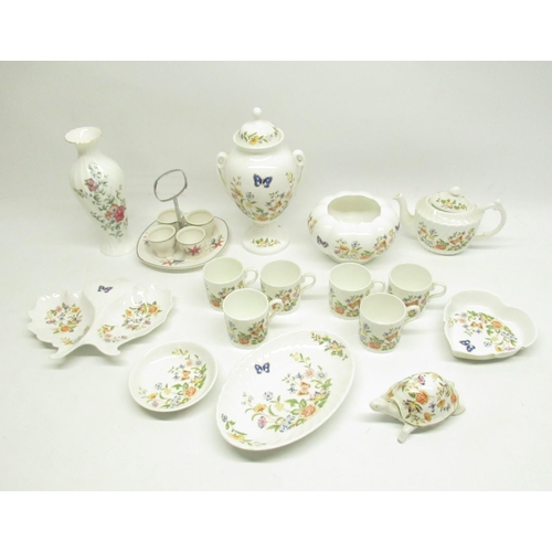 802 - Collection of Aynsley Cottage Garden table ware inc. coffee cups, tea pot, Tortoise, butterfly tray,... 