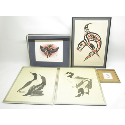 823 - Dayogaochee 'Kwahu The Eagle Kachima' signed Limited Edition print 509/1000, Sammy Dennis 'Neexhl (B... 