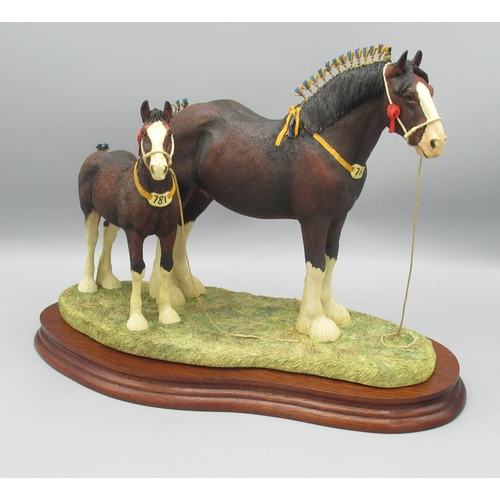 Border Fine Arts 'Champion Mare and Foal' (Shire Mare and Foal, Standard Edition), model No. B0334 by Anne Wall, limited edition 534/950, on wood base, with certificate