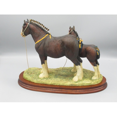 827 - Border Fine Arts 'Champion Mare and Foal' (Shire Mare and Foal, Standard Edition), model No. B0334 b... 