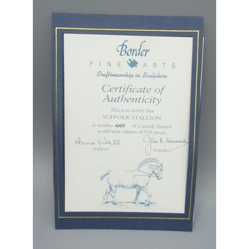 828 - Border Fine Arts limited edition horse Suffolk Stallion, 445/950, modelled by Anne Wall, with certif... 