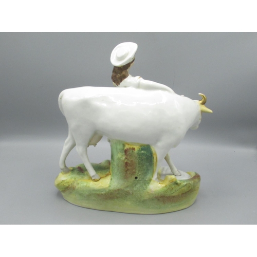 836 - Staffordshire figure of Milk Maid with cow, H24cm