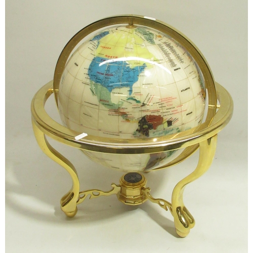 845 - Marble effect world globe, approx. H50cm