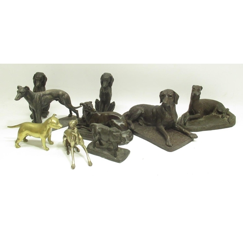 1277 - Doris Lindney bronzed composition figure of a dog, another bronzed composition figure of a dog signe... 