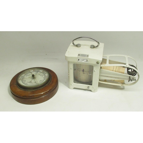 338 - Casella London BSS 3231 barograph in painted metal finish no. 3039 H21cm and an early C20th 'Weekly ... 