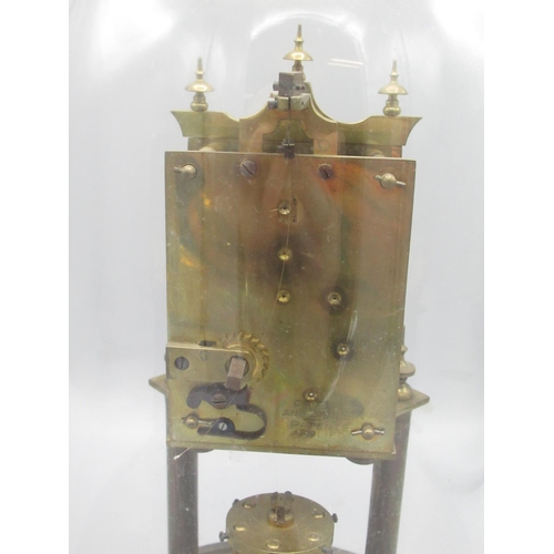 344 - Early C20th brass 400 day suspension clock, celluloid Arabic dial, back plate stamped 'patents appli... 