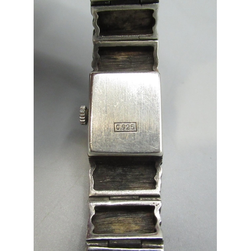 611 - Ladies Rotary silver wristwatch on integral back effect bracelet, signed brushed dial with applied h... 