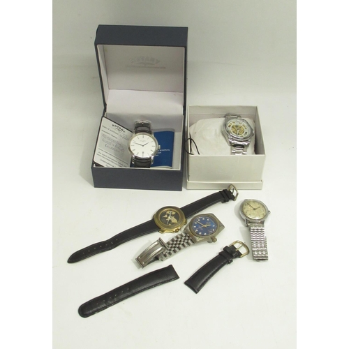 615 - Boxed Rotary Baltimore stainless steel quartz wristwatch with date; boxed Anthony James stainless st... 