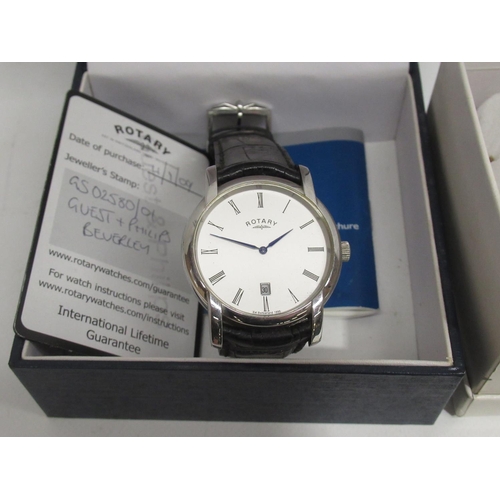 615 - Boxed Rotary Baltimore stainless steel quartz wristwatch with date; boxed Anthony James stainless st... 