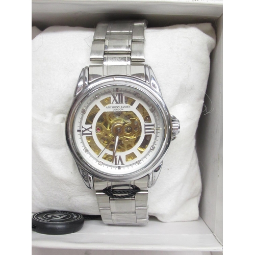 615 - Boxed Rotary Baltimore stainless steel quartz wristwatch with date; boxed Anthony James stainless st... 