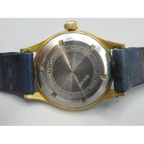 620 - Bucherer gold plated wristwatch, signed champagne Arabic dial with applied hour markers and centre s... 