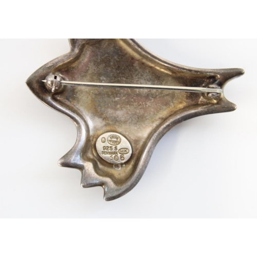 1204 - Georg Jensen silver and enamel modernist brooch in original GJ Inc. New York retail box