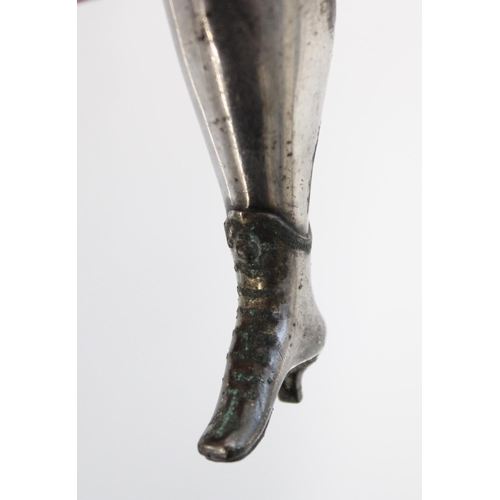 1207 - Victorian silver plated vesta case in the form of a ladies shoe and calf with integral striker to th... 