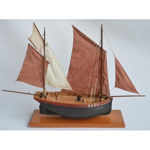 878 - Large static wooden model of The Hastings fishing lugger RX94, built from the vintage and discontinu... 