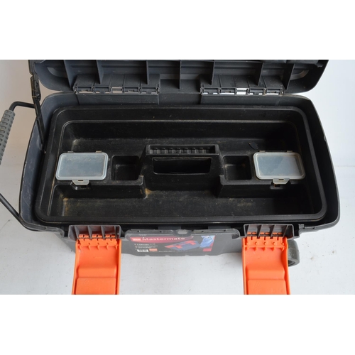 1308 - B&Q Mastermate hard plastic tool trolley with pull along handle containing a number of tools incl. G... 