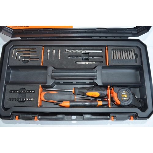 1309 - Worx cased electric hand drill set incl. hard plastic tool box with 20V Worx WX386.5 hand drill with... 