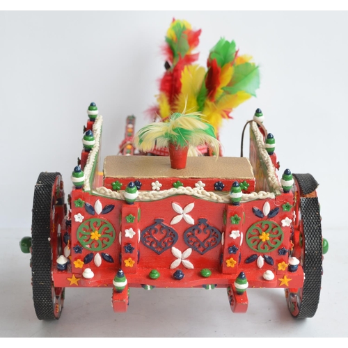 880 - Homemade wooden model of a Sicilian donkey cart, L53xW29cm.