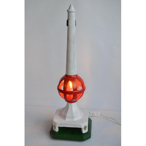 896 - Vintage railway semaphore finial, restored and repainted with added modern mains powered light and s... 