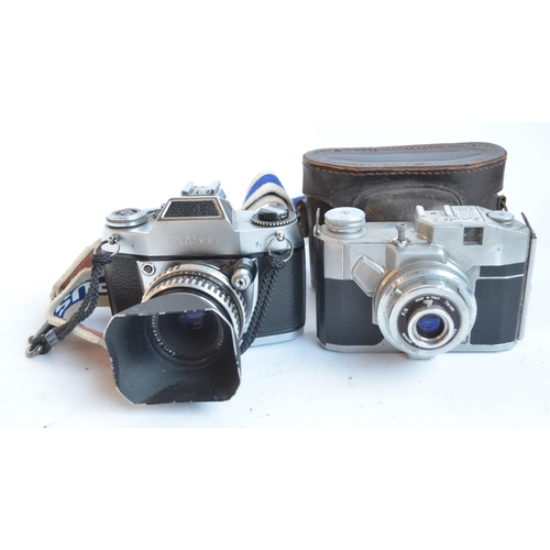 124 - Collection of 35mm film camera equipment and accessories to include an EXA 500 SLR with Carl Zeiss J... 