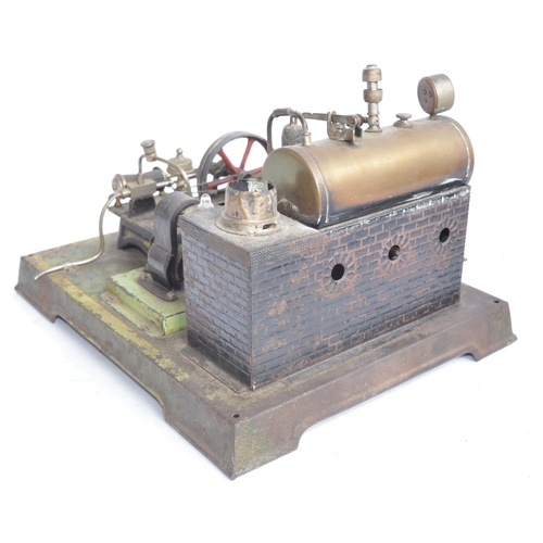 1166 - DC Doll & Cie of Nuremberg tinplate stationary horizontal steam engine scale layout with 2 volt gene... 