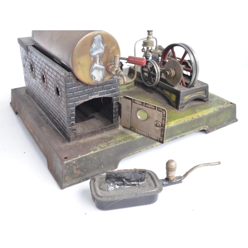 1166 - DC Doll & Cie of Nuremberg tinplate stationary horizontal steam engine scale layout with 2 volt gene... 