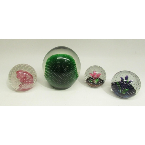 963 - Three Caithness glass paperweights and a large unnamed glass paperweight, H11.5cm (4)