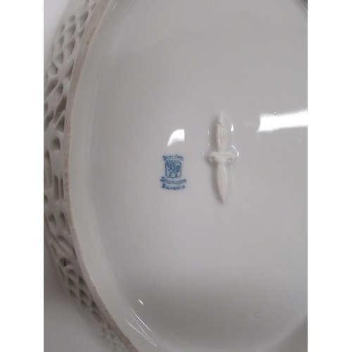 966 - Collection of Dresden porcelain inc. bowl with four feet, lattice work dish and 2 pin dishes (4)