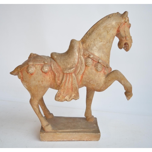 911 - C20th Chinese Tang style horse, H37cm. Section of saddle broken and re-glued (refer to photos)