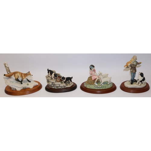 916 - Border Fine Arts figural groups: Scarecrow Scallywags B0085, Snowy Trail FT03, and Pet Lambs B0010, ... 