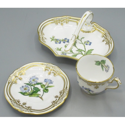 965 - Collection of Spode 'Stafford Flowers' inc. 'Rosa & Salvia' plate, 'Rhododendron & Pinsepia' plate, ... 