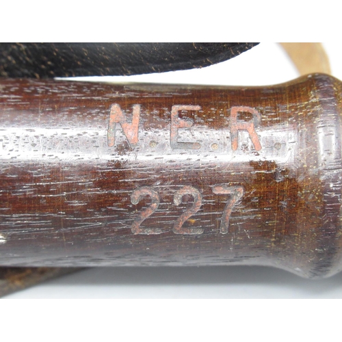 973 - Railway Transport Police truncheon stamped 'N.E.R. 227' and a pair of Vista 10x50 binoculars (2)