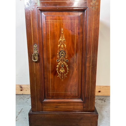 867 - Edwardian walnut bedside cabinet with painted detail, and another with carved detail, W39cm D41cm H8... 