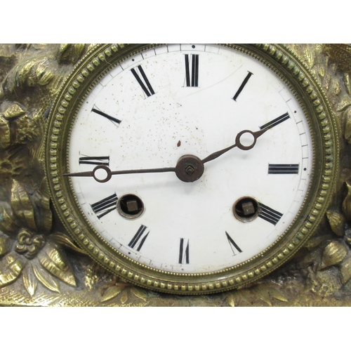 352 - C19th / C20th French brass rococo style figural mantle clock, the cast brass case surmounted with a ... 