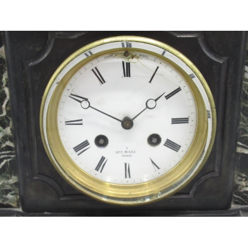 354 - Hry. Marc Paris, C19th French slate and variegated marble mantle clock, stepped and moulded case wit... 